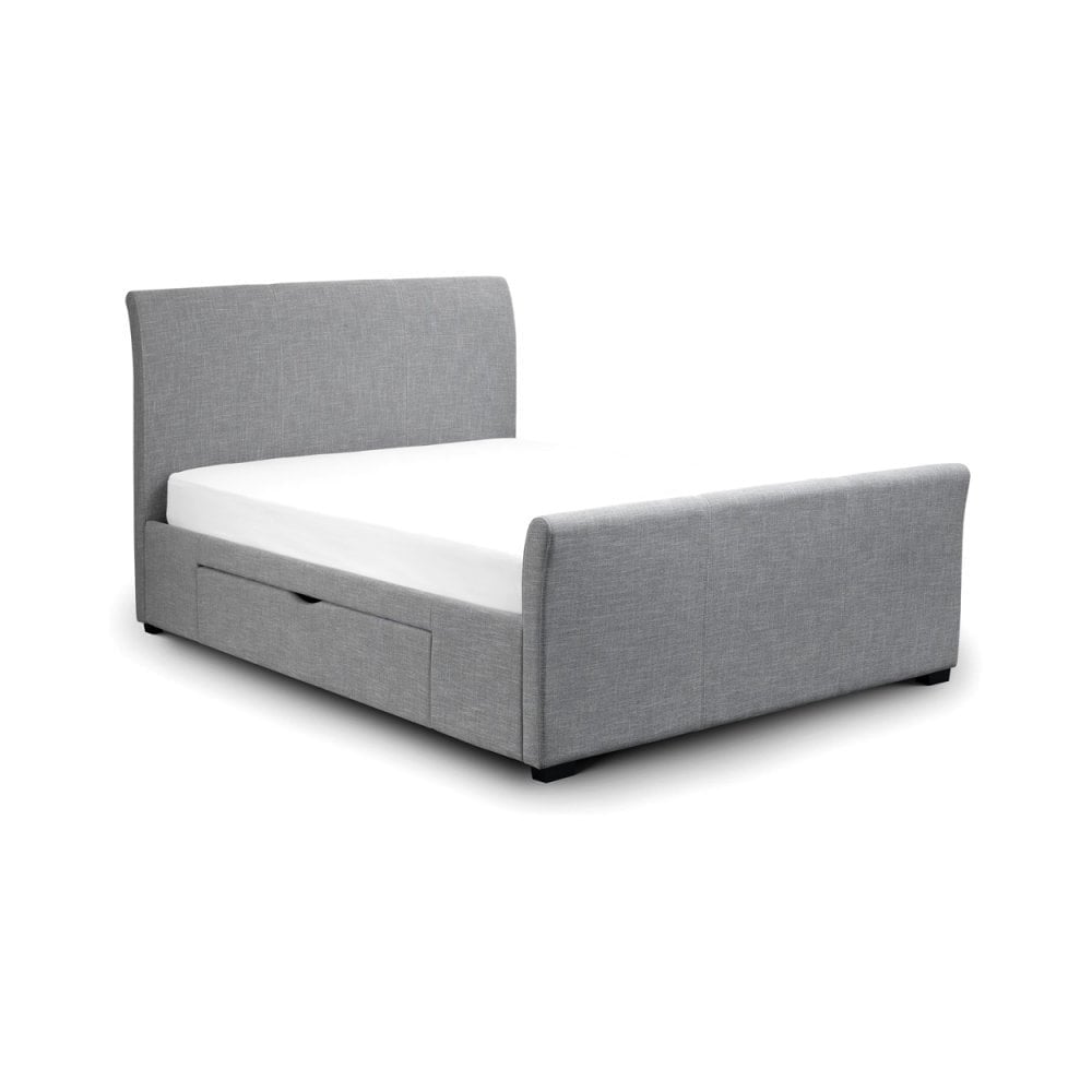 Capri Fabric Bed With Drawers Light Grey