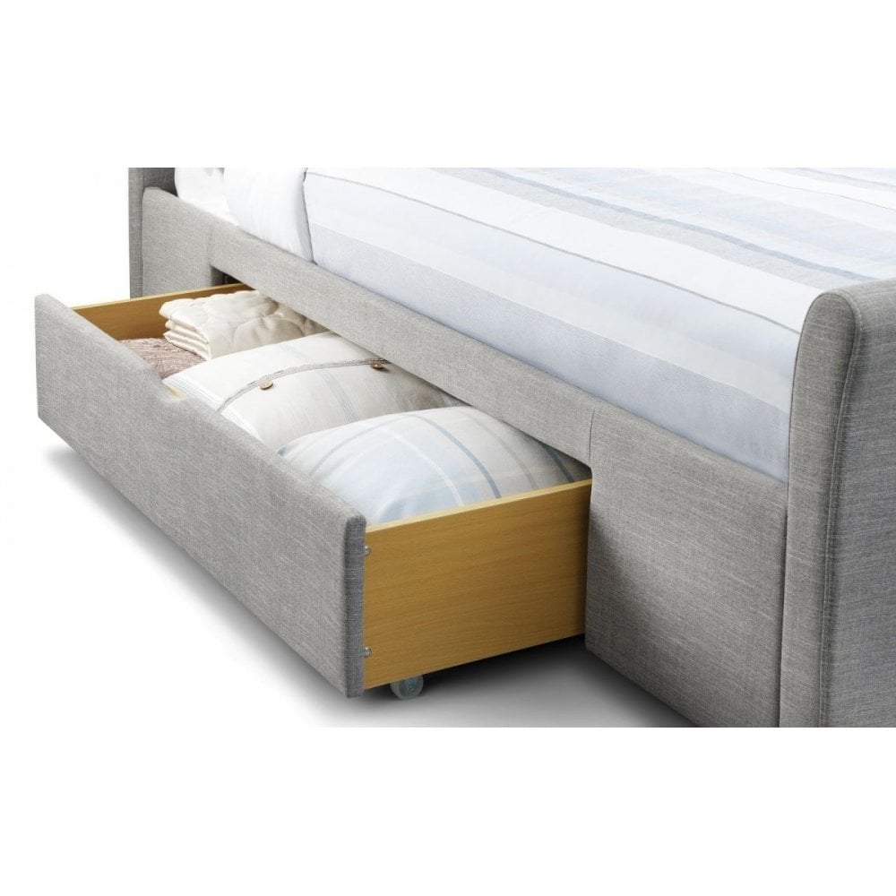 Capri Fabric Bed With Drawers Light Grey