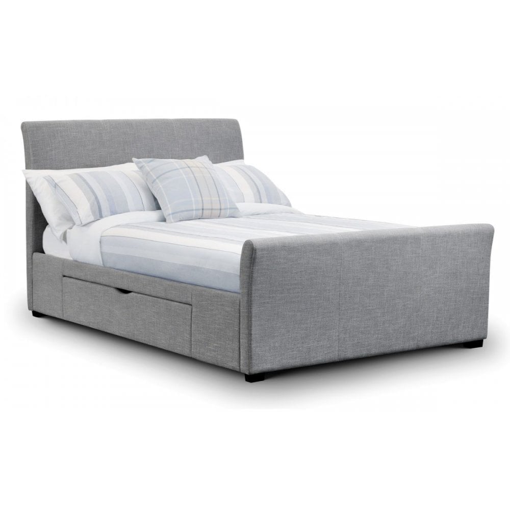 Capri Fabric Bed With Drawers Light Grey
