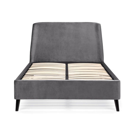 Frida Curved Velvet Bed - Grey