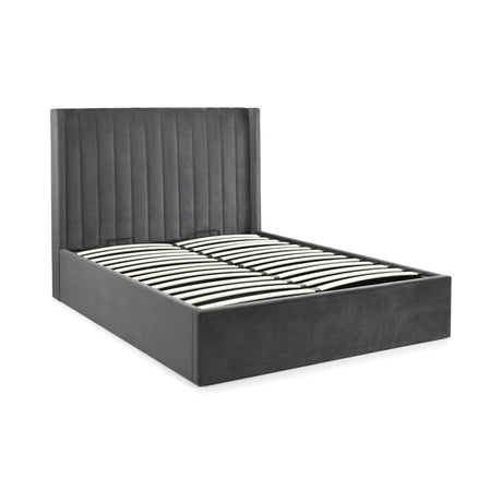 Langham Scalloped Headboard Storage Bed - Grey