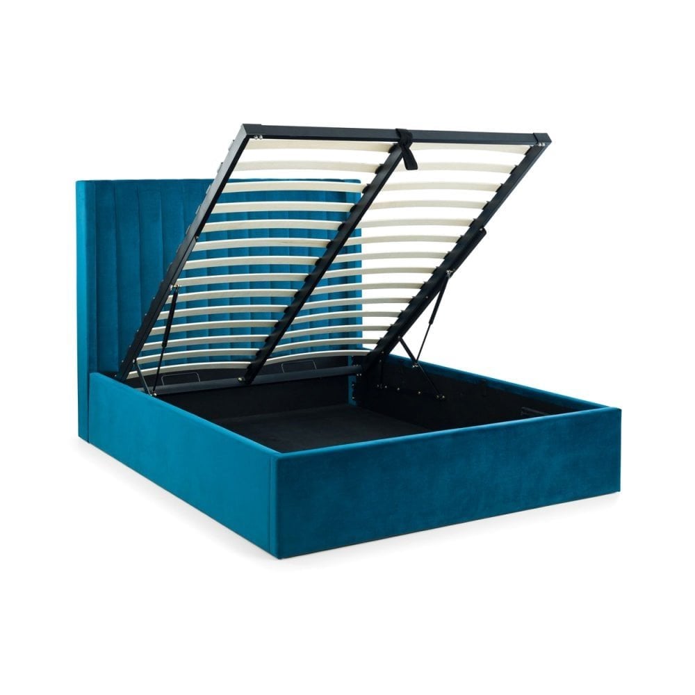 Langham Scalloped Headboard Storage Bed - Teal