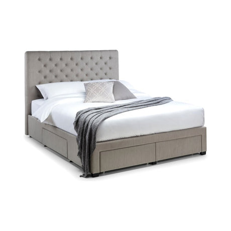 Wilton Deep Button 4 Drawer Bed - Grey Linen