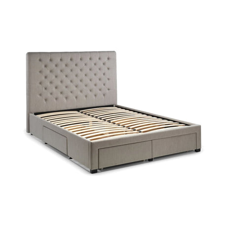 Wilton Deep Button 4 Drawer Bed - Grey Linen
