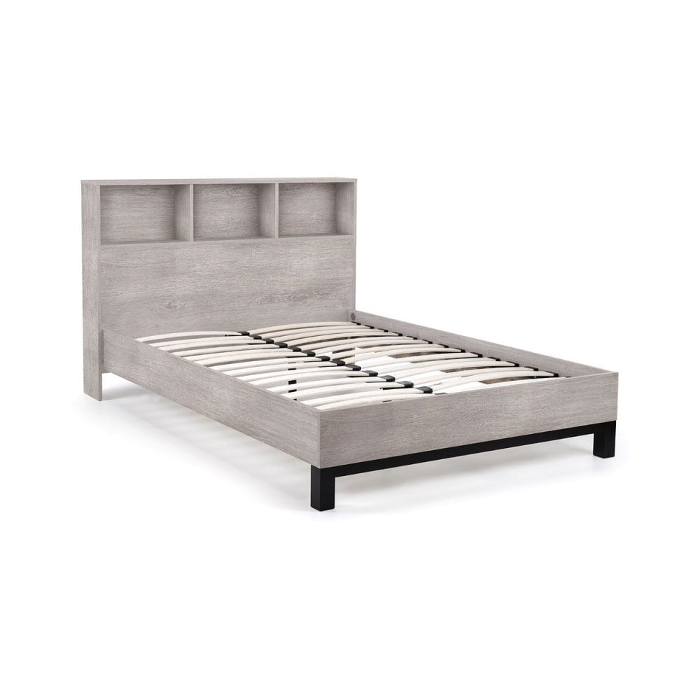 Bali Bookcase Headboard Bed - Grey Oak