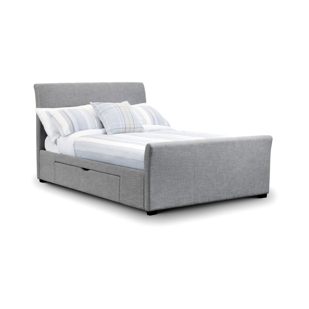 Capri Fabric Bed With Drawers Light Grey