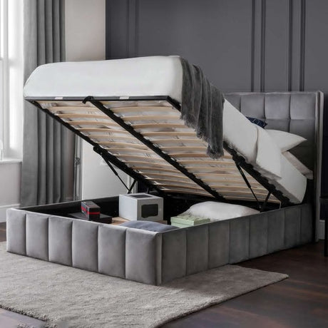Gatsby Storage Ottoman Bed - Light Grey