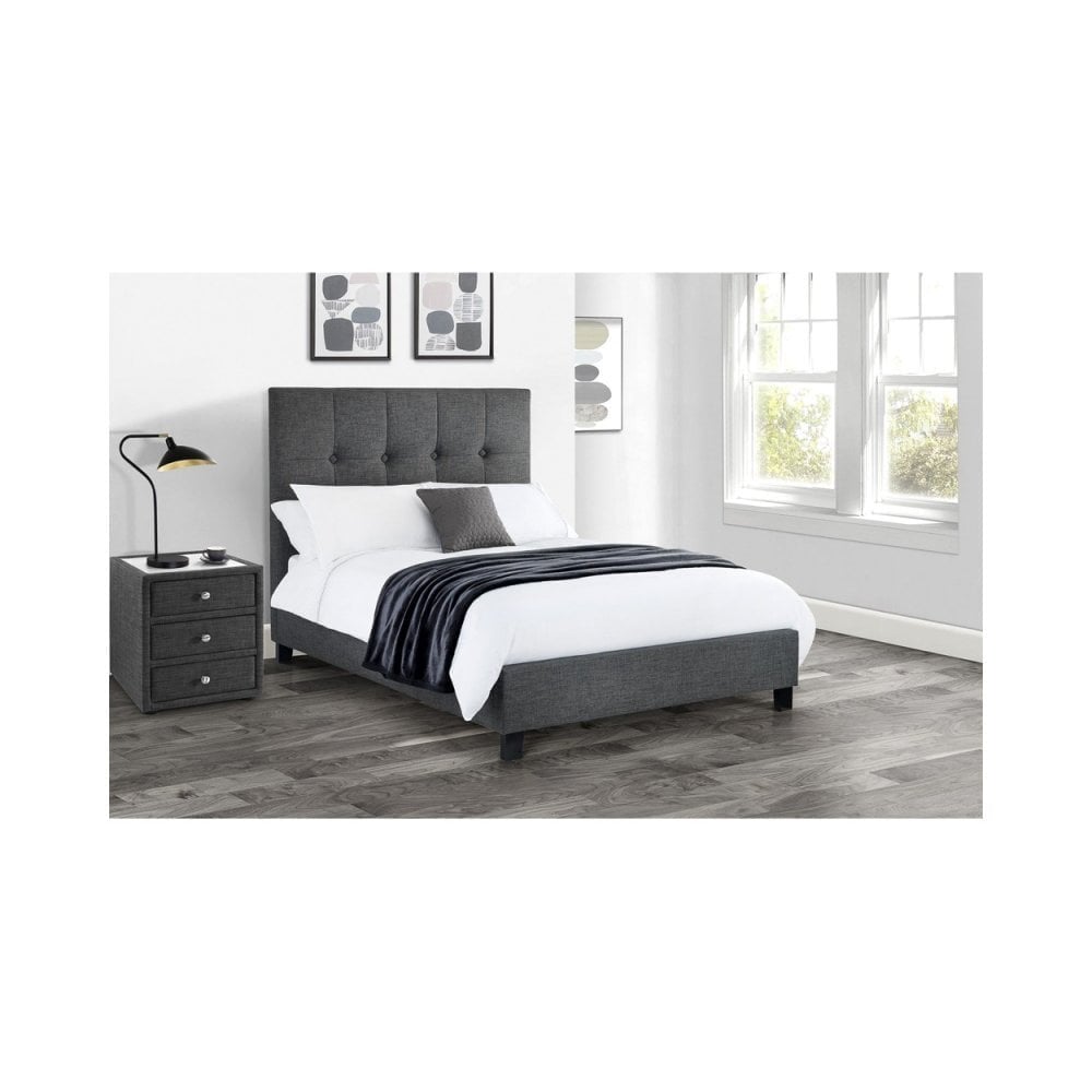 Sorrento High Headboard Bed - Slate Linen