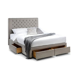 Wilton Deep Button 4 Drawer Bed - Grey Linen