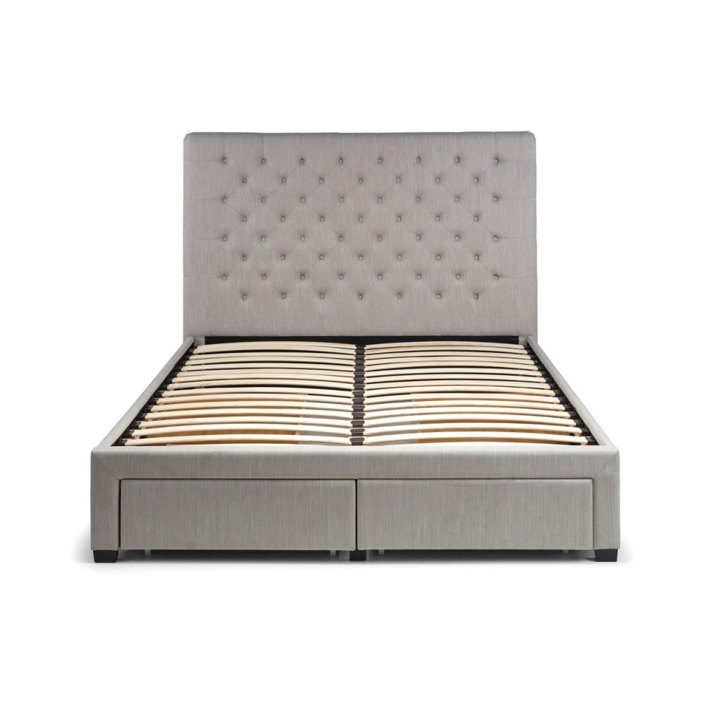 Wilton Deep Button 4 Drawer Bed - Grey Linen