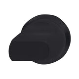 Matt black round thumb-turn on a round rose, angled view
