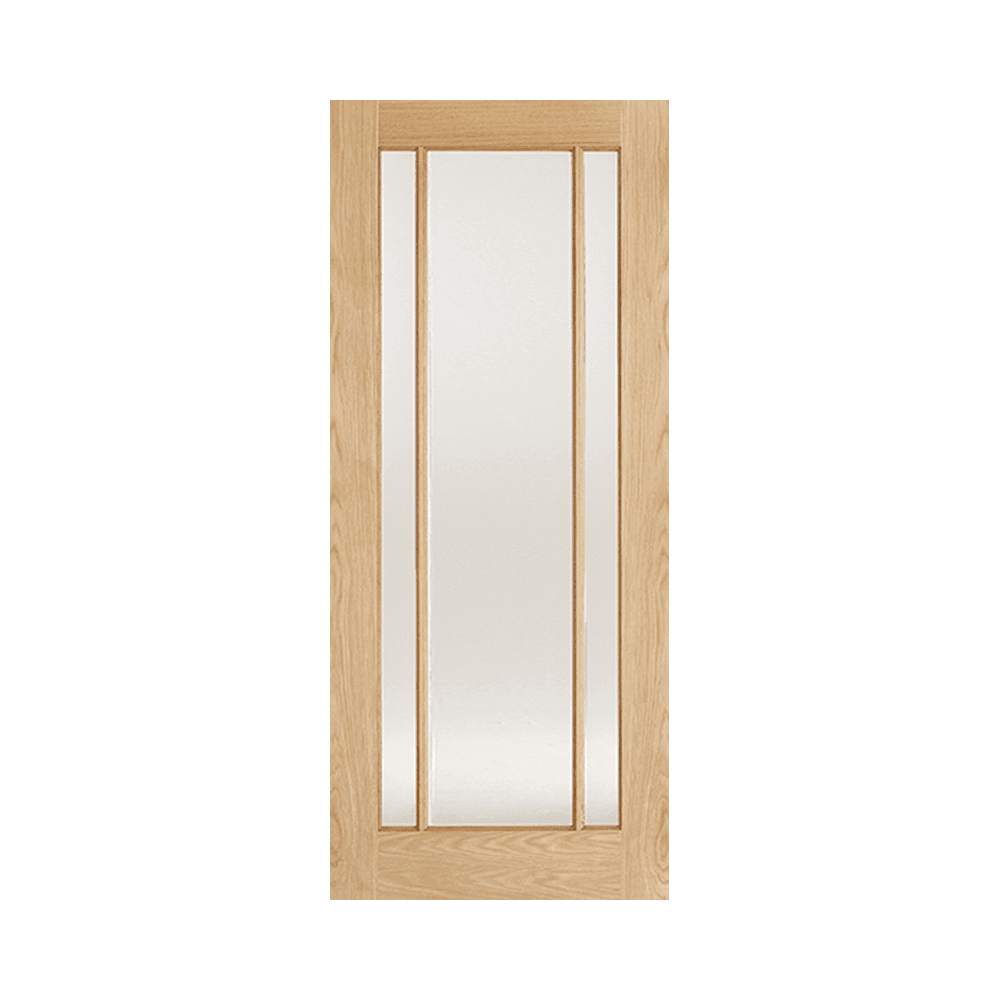Oak Lincoln Glazed 3L Clear Glass Door