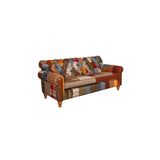 Dickinson Large 2 Str Sofa in Patchwork & Tan Leather with Mid oak Legs (New 2024)
