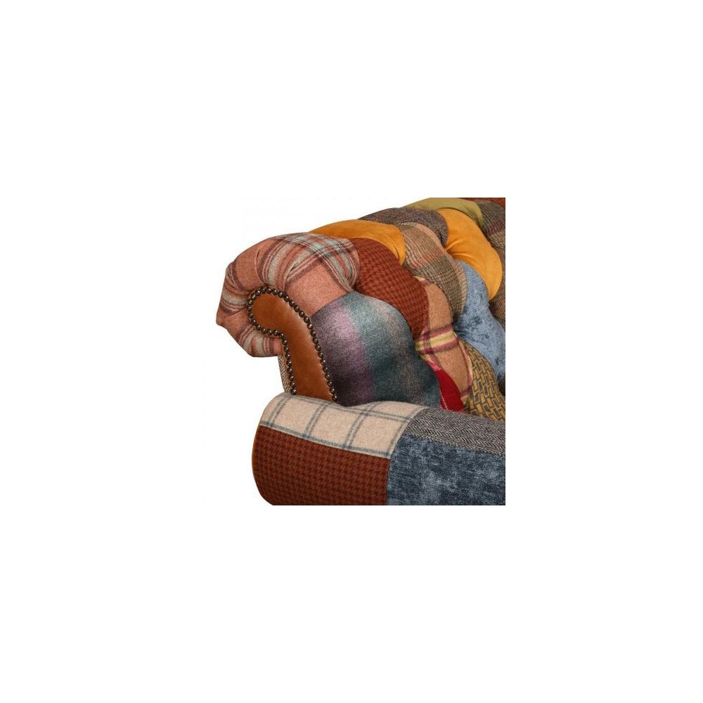 Dickinson Large 2 Str Sofa in Patchwork & Tan Leather with Mid oak Legs (New 2024)