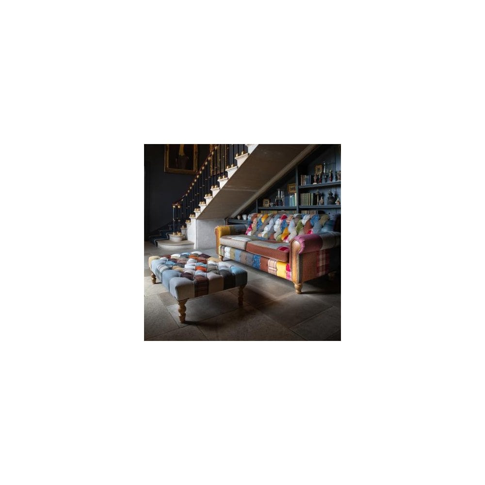 Dickinson Large 2 Str Sofa in Patchwork & Tan Leather with Mid oak Legs (New 2024)