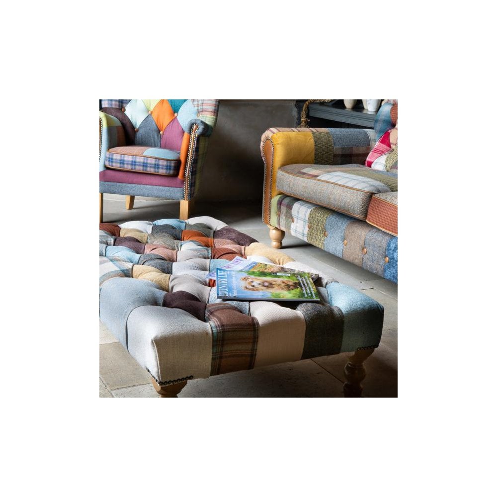 Dickinson Large 2 Str Sofa in Patchwork & Tan Leather with Mid oak Legs (New 2024)