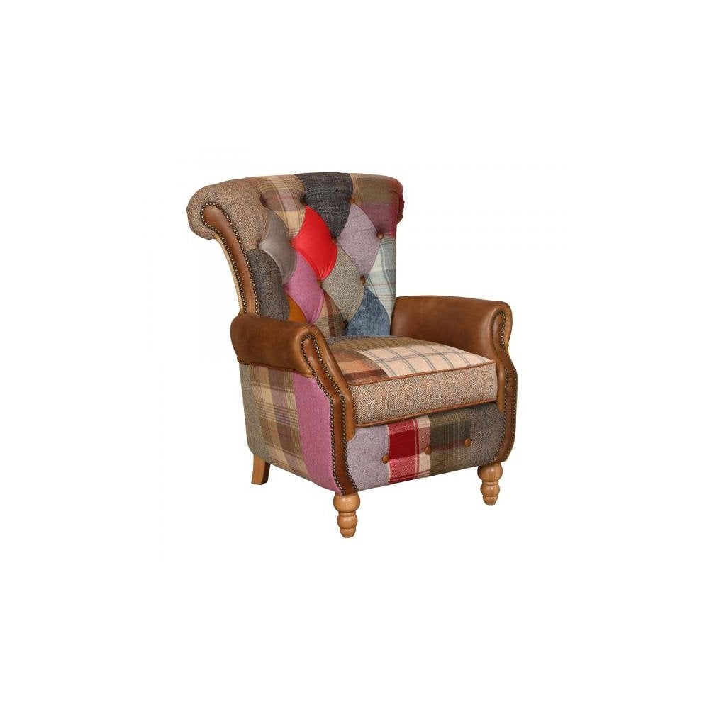 Dickinson Armchair in Patchwork & Cerato Brown Leather (NEW 2024)