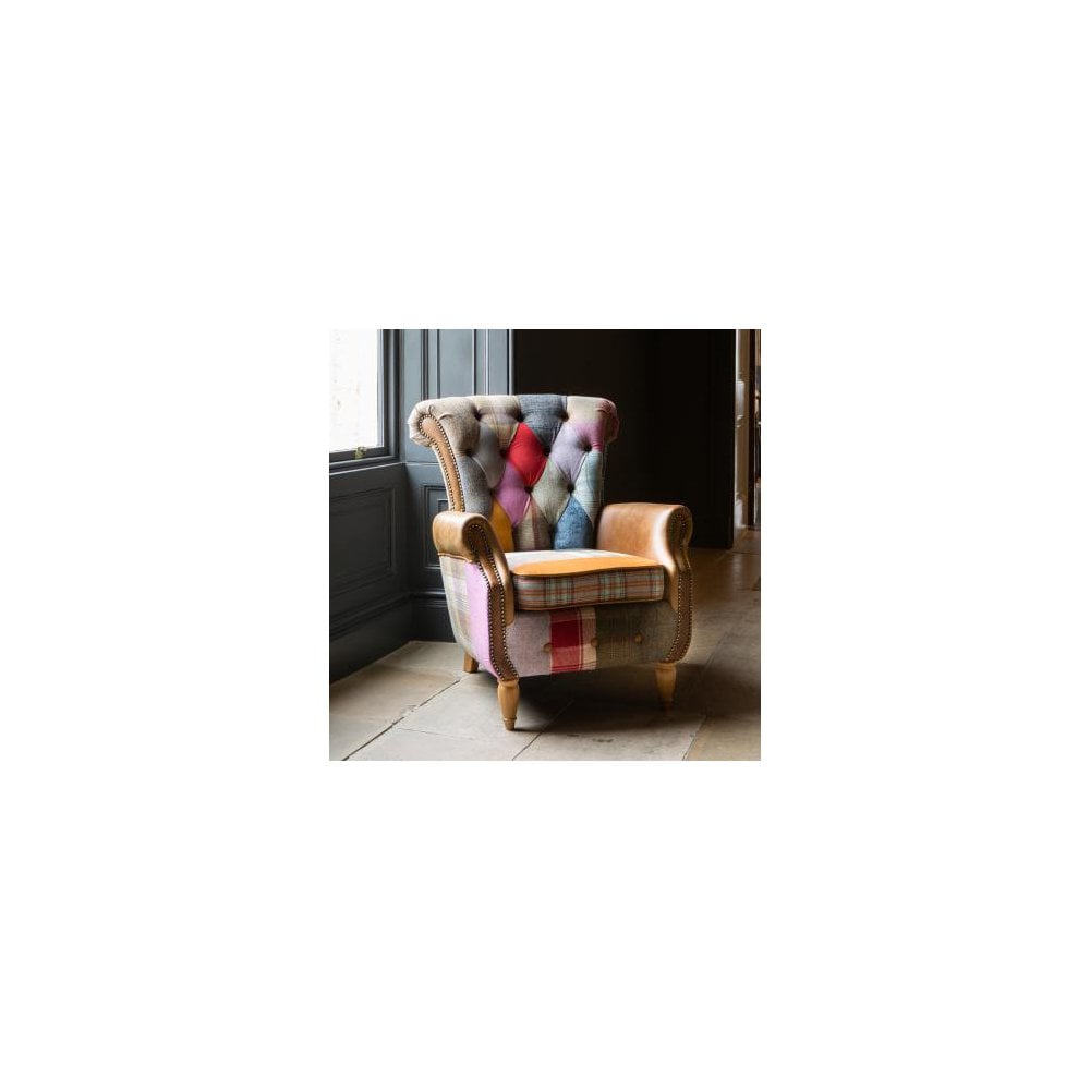 Dickinson Armchair in Patchwork & Cerato Brown Leather (NEW 2024)