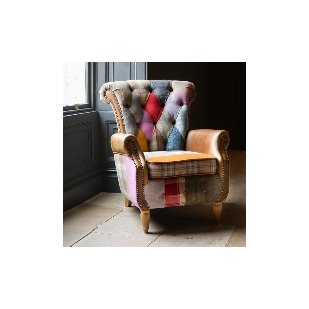 Dickinson Armchair in Patchwork & Cerato Brown Leather (NEW 2024)