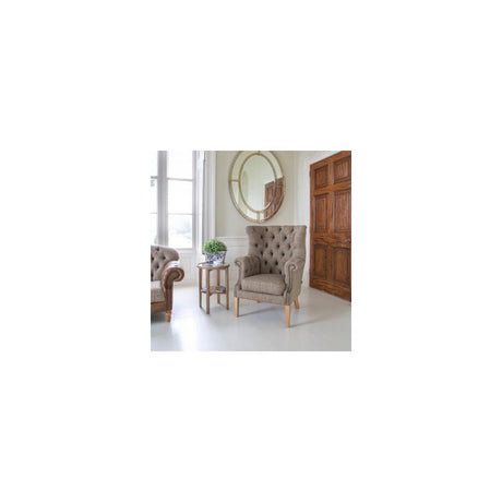 Kensington Deluxe Chair with Buttoned Arms (3HTW Hunting Lodge & Tan Leather)