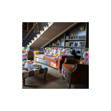 Patchwork Banquette Footstool with Medium Oak Chunky legs (120x70cm) New 2024