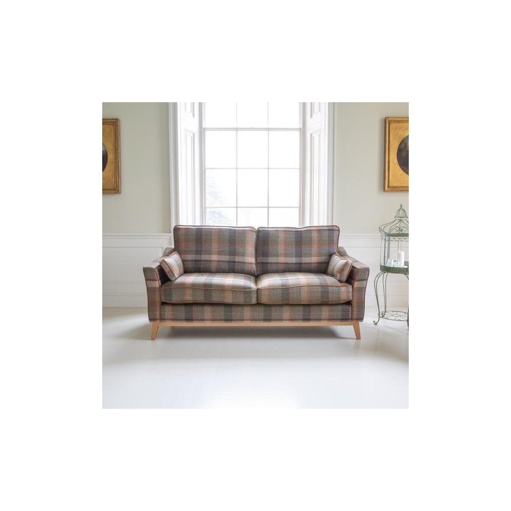 Whitwell 2 seater Sofa in Malham Green Wool & Tan Leather