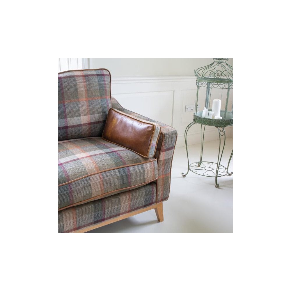 Whitwell 2 seater Sofa in Malham Green Wool & Tan Leather