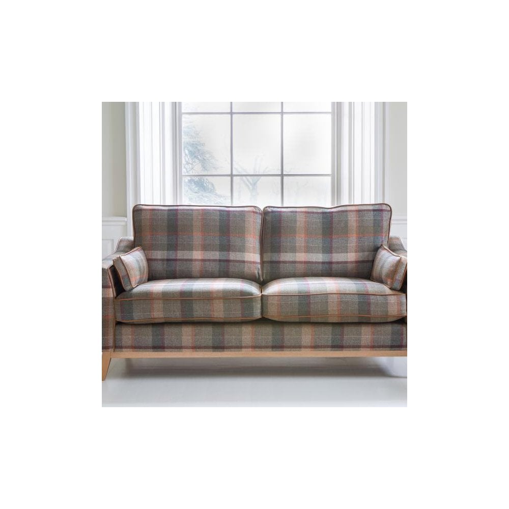 Whitwell 3 seater Sofa in Malham Green Wool & Tan Leather