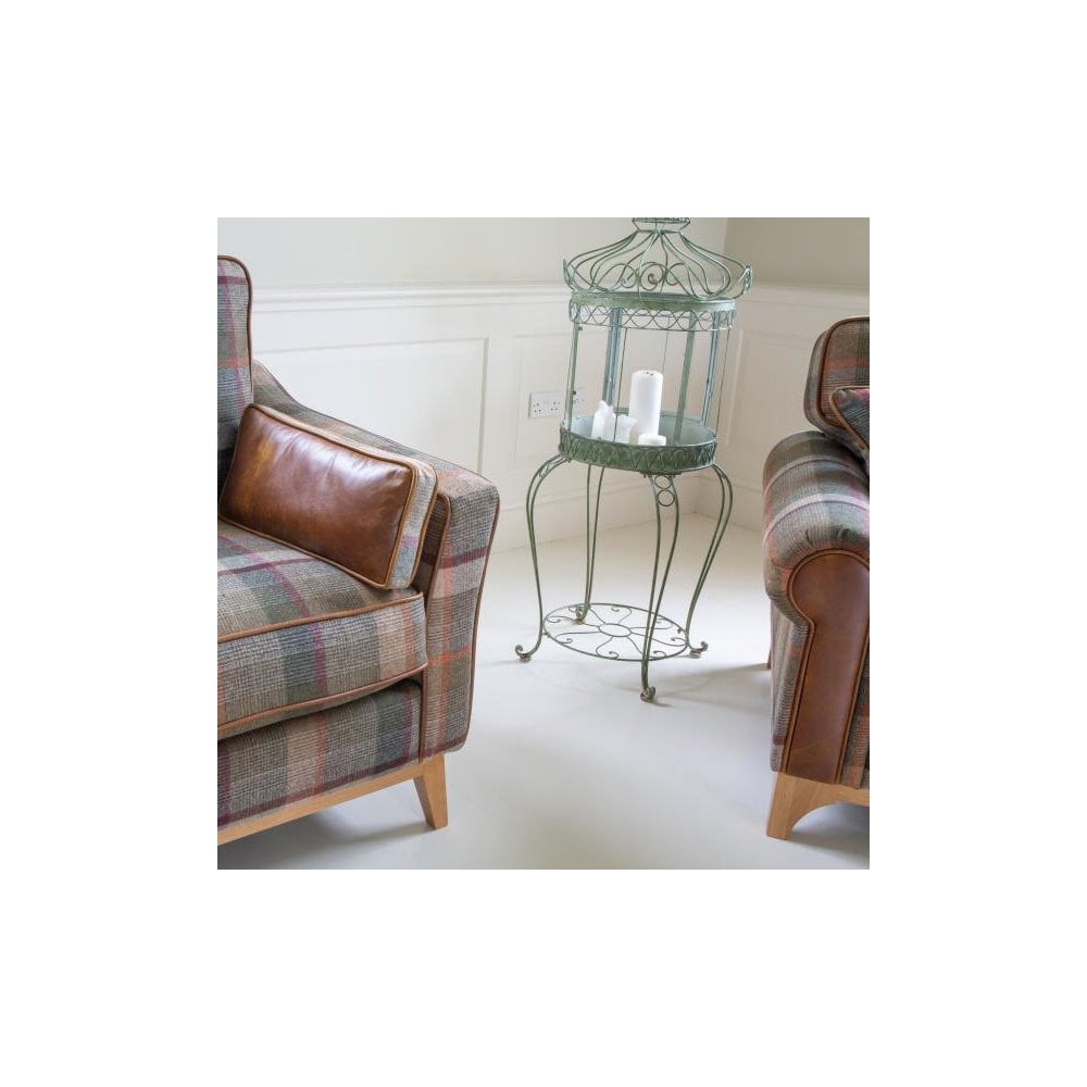 Whitwell 3 seater Sofa in Malham Green Wool & Tan Leather