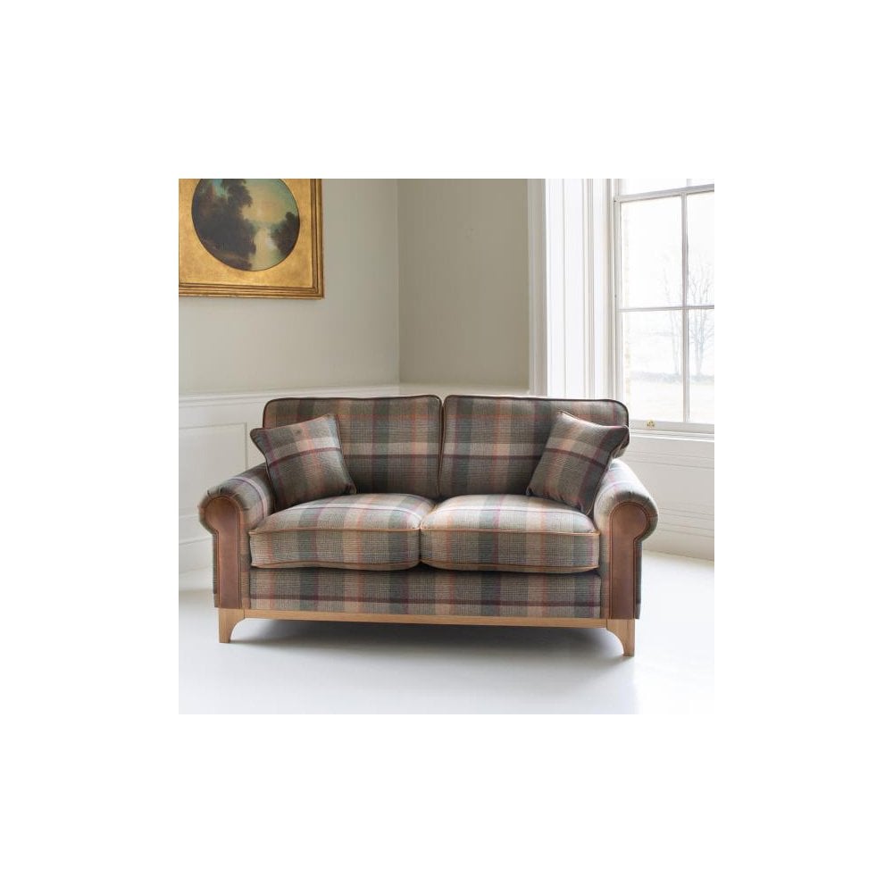 Winderwath 2 Seater Sofa Malham Green wool + Tan Leather
