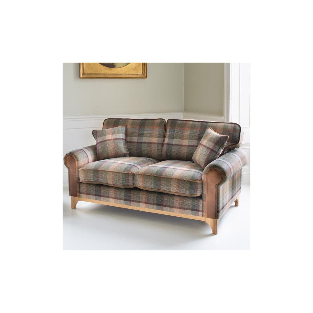 Winderwath 2 Seater Sofa Malham Green wool + Tan Leather