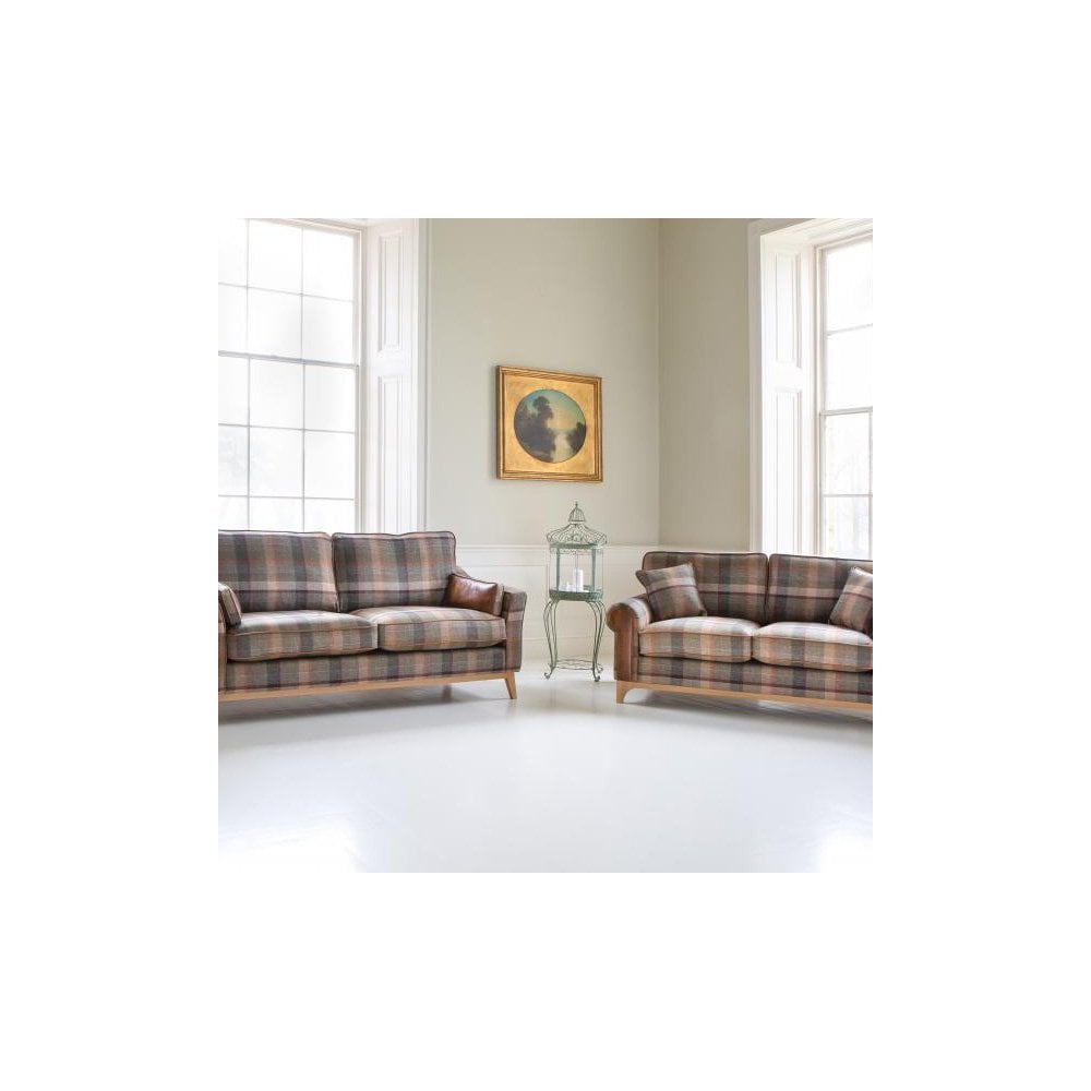Winderwath 2 Seater Sofa Malham Green wool + Tan Leather