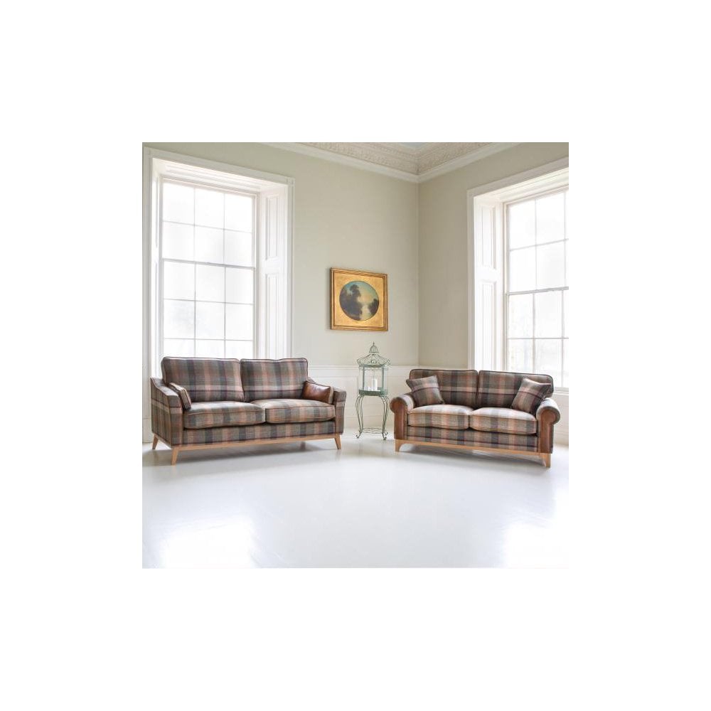 Winderwath 2 Seater Sofa Malham Green wool + Tan Leather