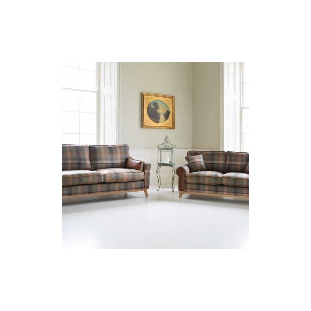 Winderwath 2 Seater Sofa Malham Green wool + Tan Leather