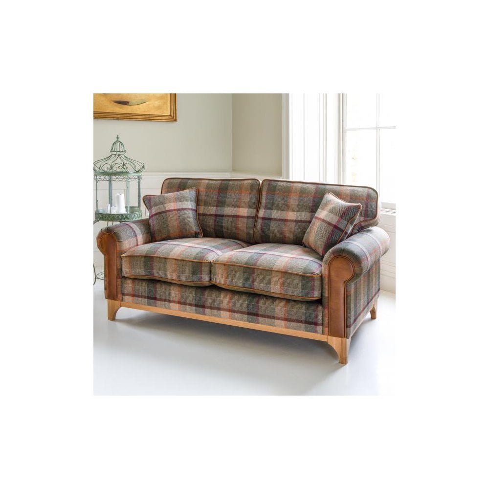 Winderwath 2 Seater Sofa Malham Green wool + Tan Leather