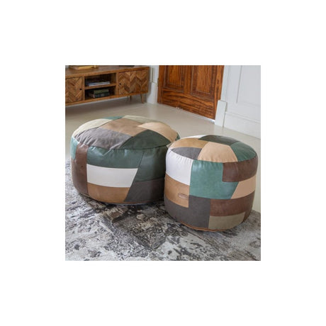 Soho Round Small Ottoman Patchwork Stool