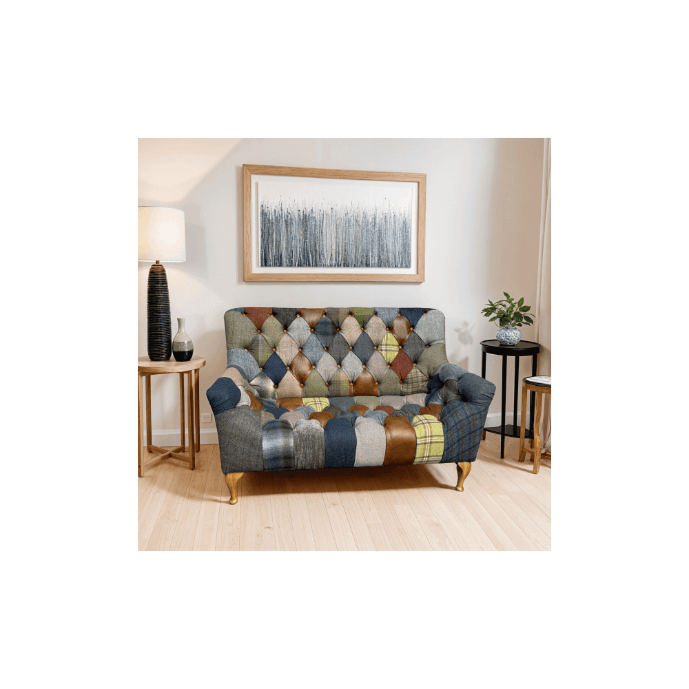 Bamford Club Patchwork 2 Seater Sofa with Medium Wood Legs