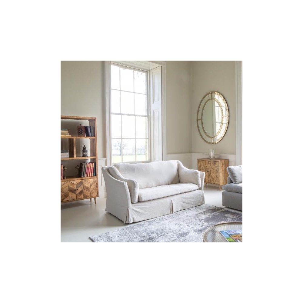 Carlo (Malone) Large 2 Seater Sofa in Beige Linen Fabric as Loose Cover
