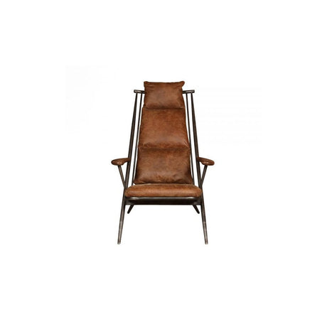 Ely Studio Chair (Gunmetal frame Brown aniline leather cover)