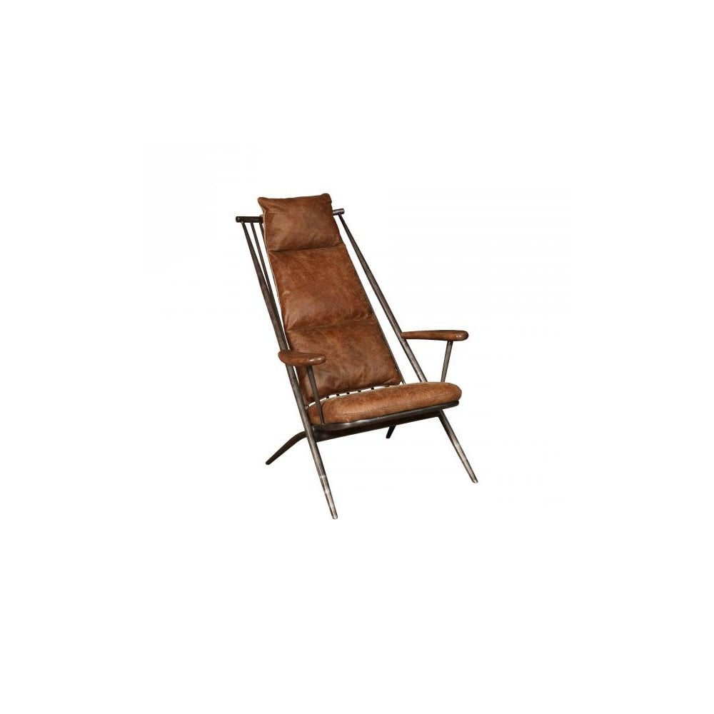 Ely Studio Chair (Gunmetal frame Brown aniline leather cover)