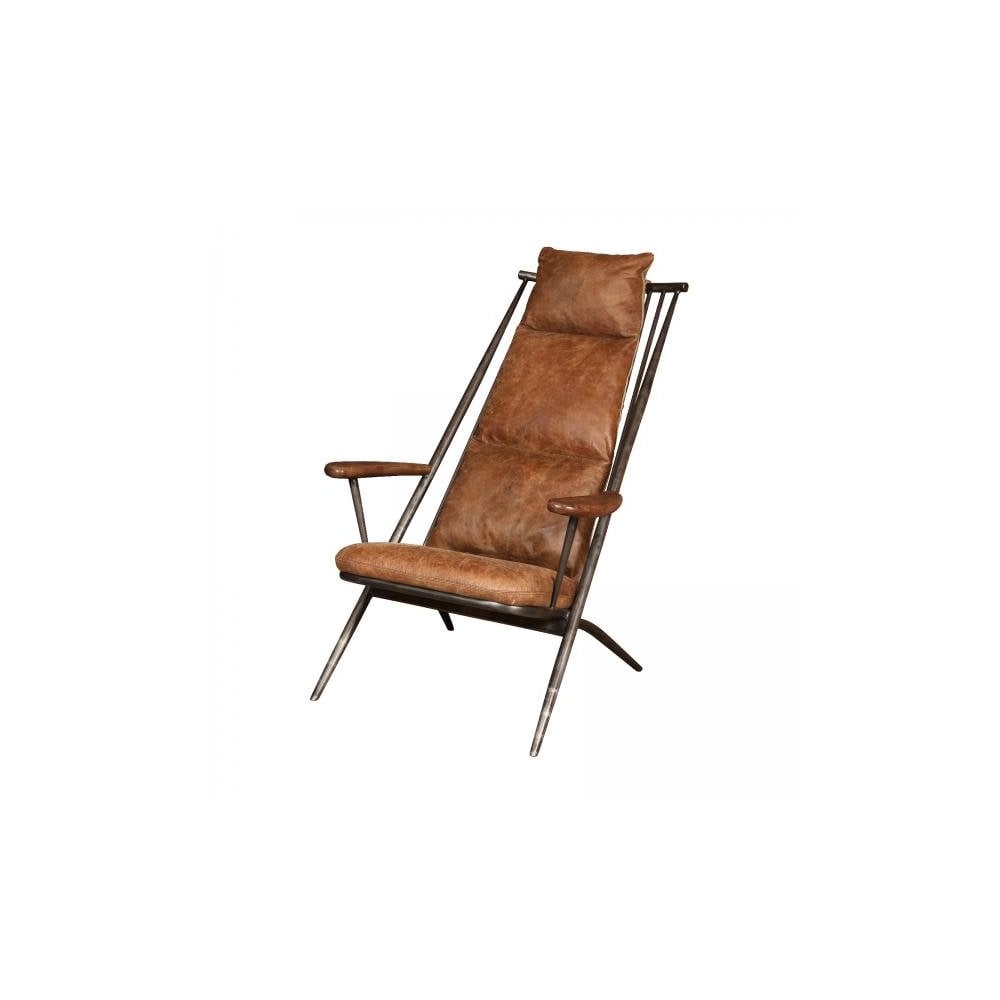 Ely Studio Chair (Gunmetal frame Brown aniline leather cover)