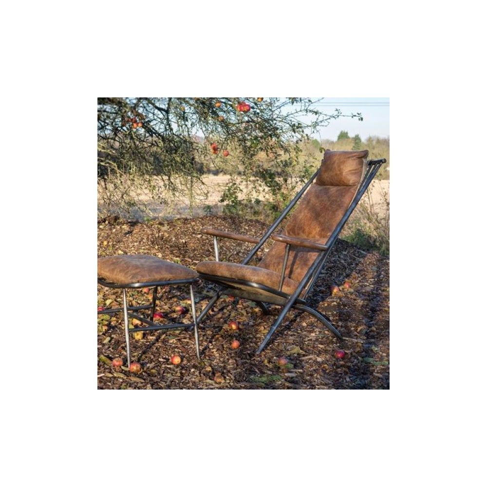 Ely Studio Chair (Gunmetal frame Brown aniline leather cover)