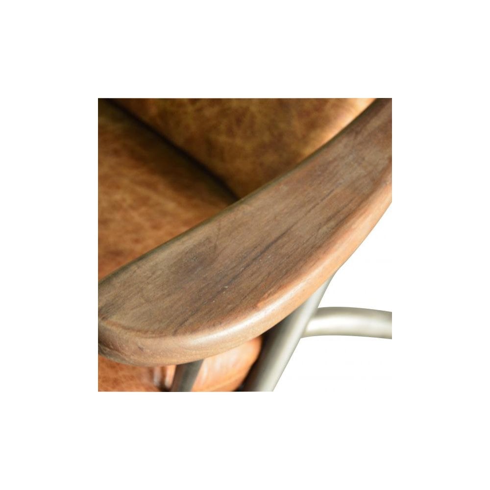 Ely Studio Chair (Gunmetal frame Brown aniline leather cover)