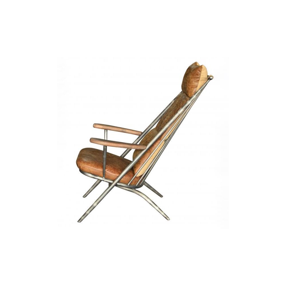 Ely Studio Chair (Gunmetal frame Brown aniline leather cover)