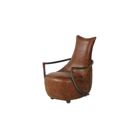 Maverick Retro Relax Chair (Gunmetal frame Brown Aniline Leather Cover)
