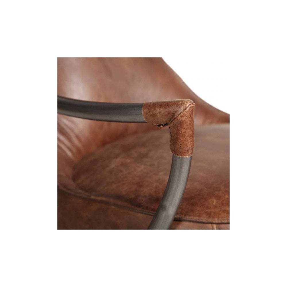 Maverick Retro Relax Chair (Gunmetal frame Brown Aniline Leather Cover)
