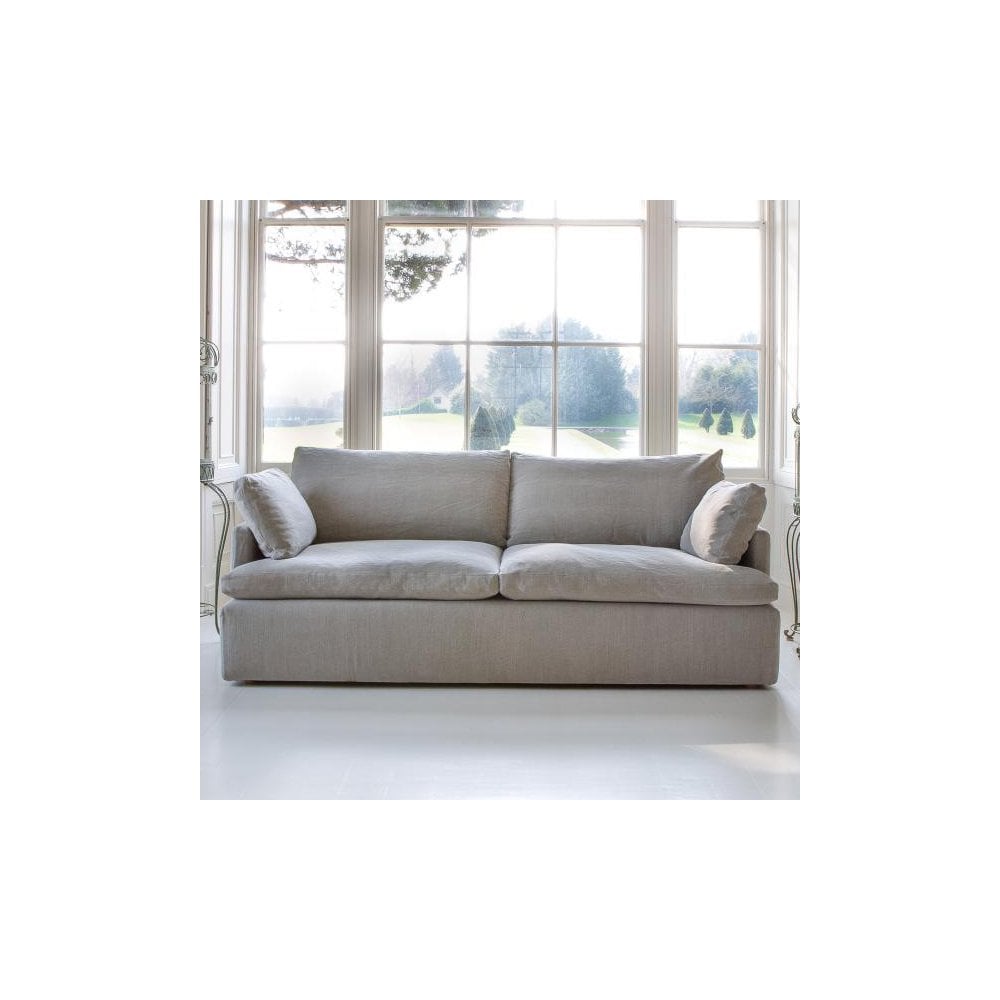 Ronnie 3 Seater Sofa in Khaki Linen Fabric