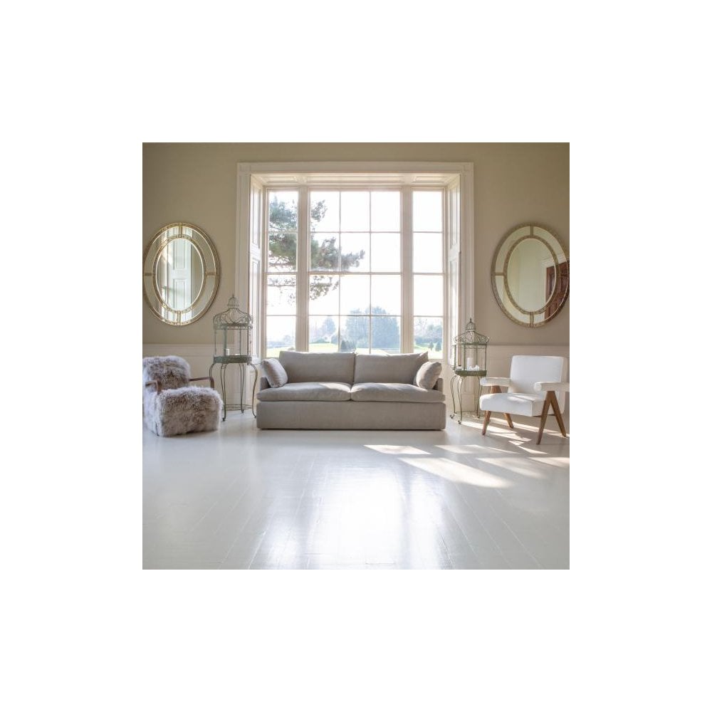 Ronnie 3 Seater Sofa in Khaki Linen Fabric