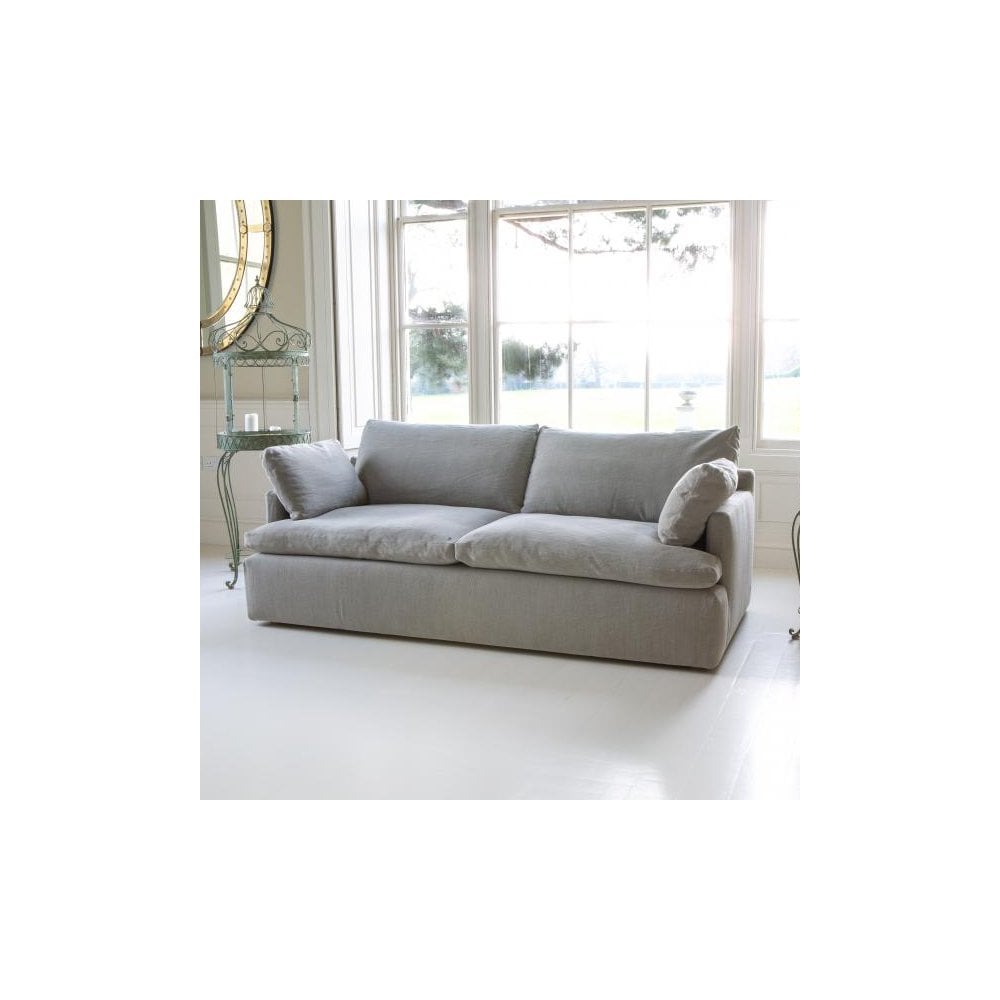 Ronnie 3 Seater Sofa in Khaki Linen Fabric