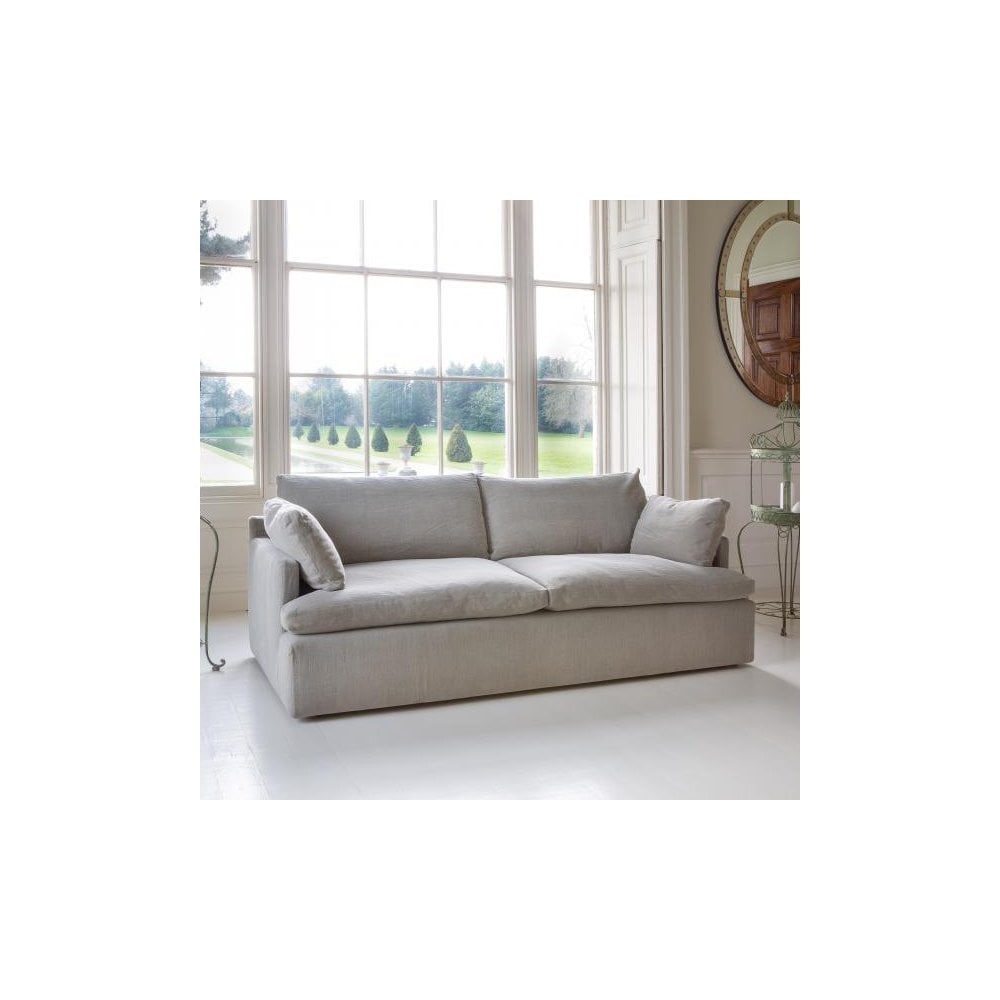 Ronnie 3 Seater Sofa in Khaki Linen Fabric
